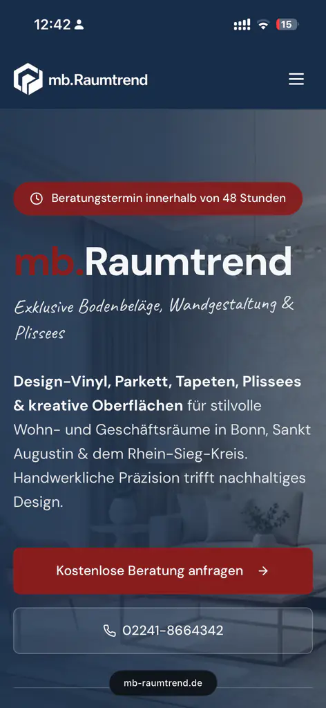 Mobile Ansicht des Projekts mb.Raumtrend